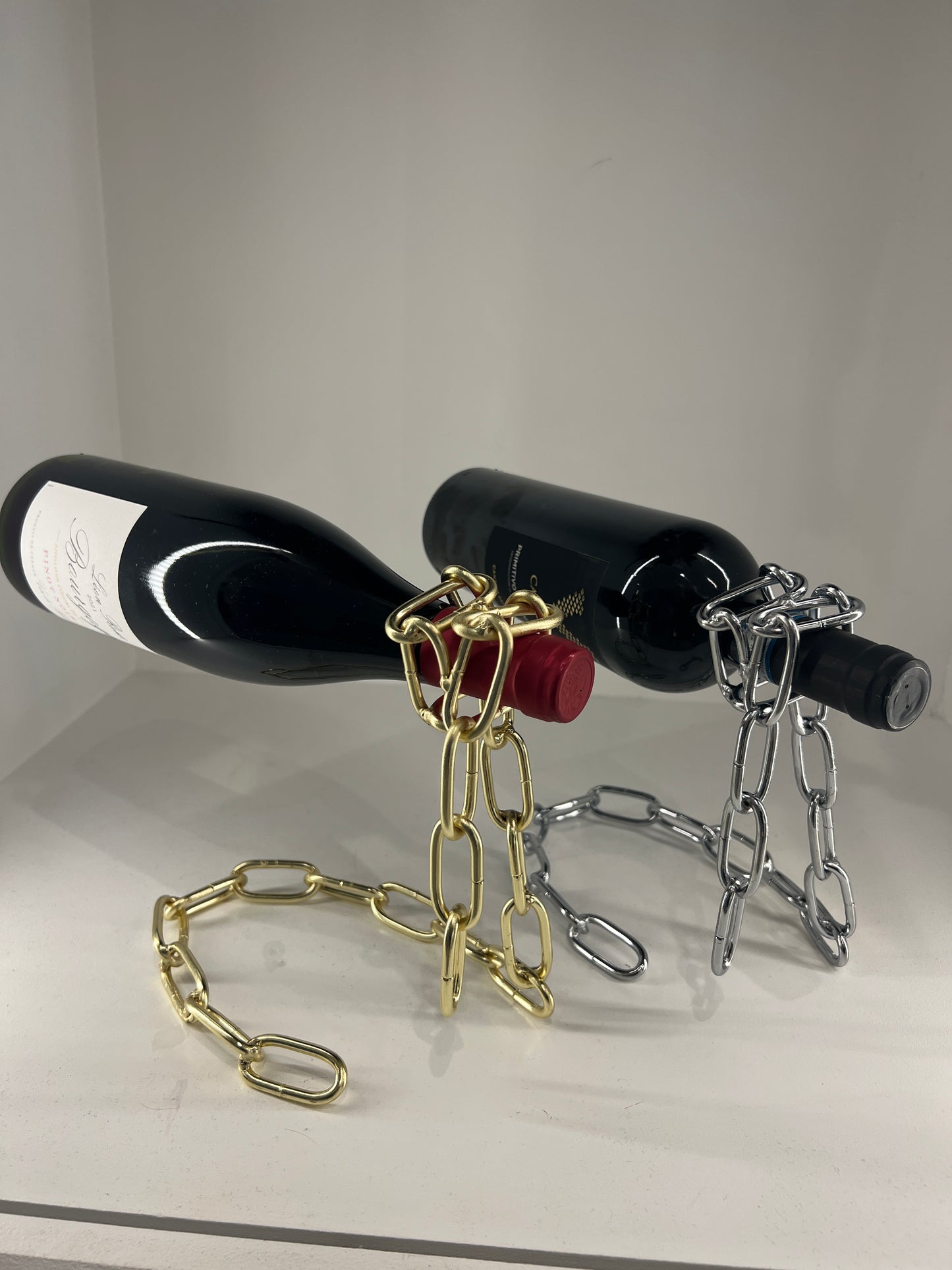 Silver Chain Floating Wine Bottle Holder