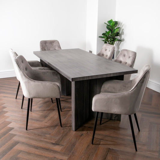 Dining Table with 4 Chairs (Grey Oak)