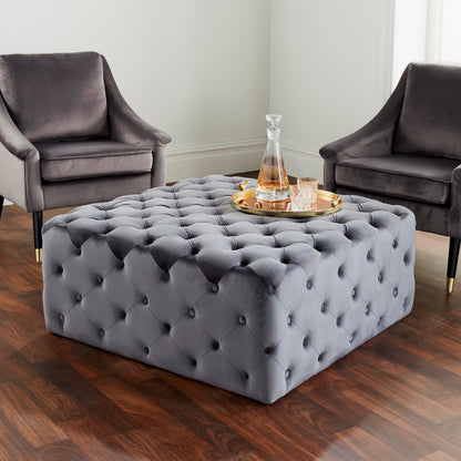 Button Grey Cocktail Ottoman