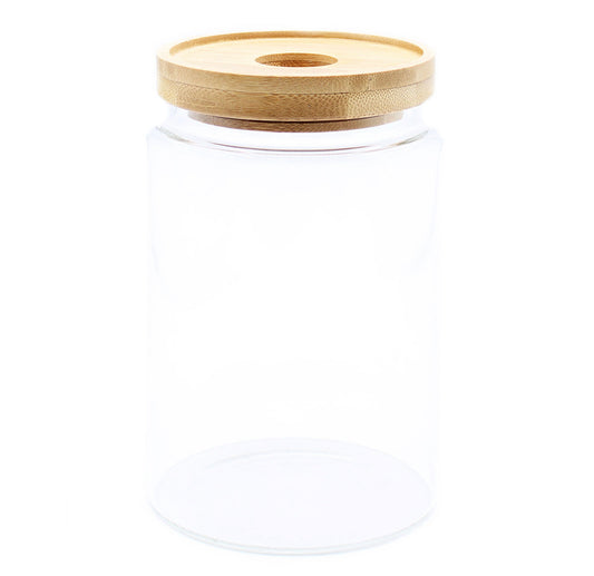 Cottage Bamboo Glass Jar - 15cm