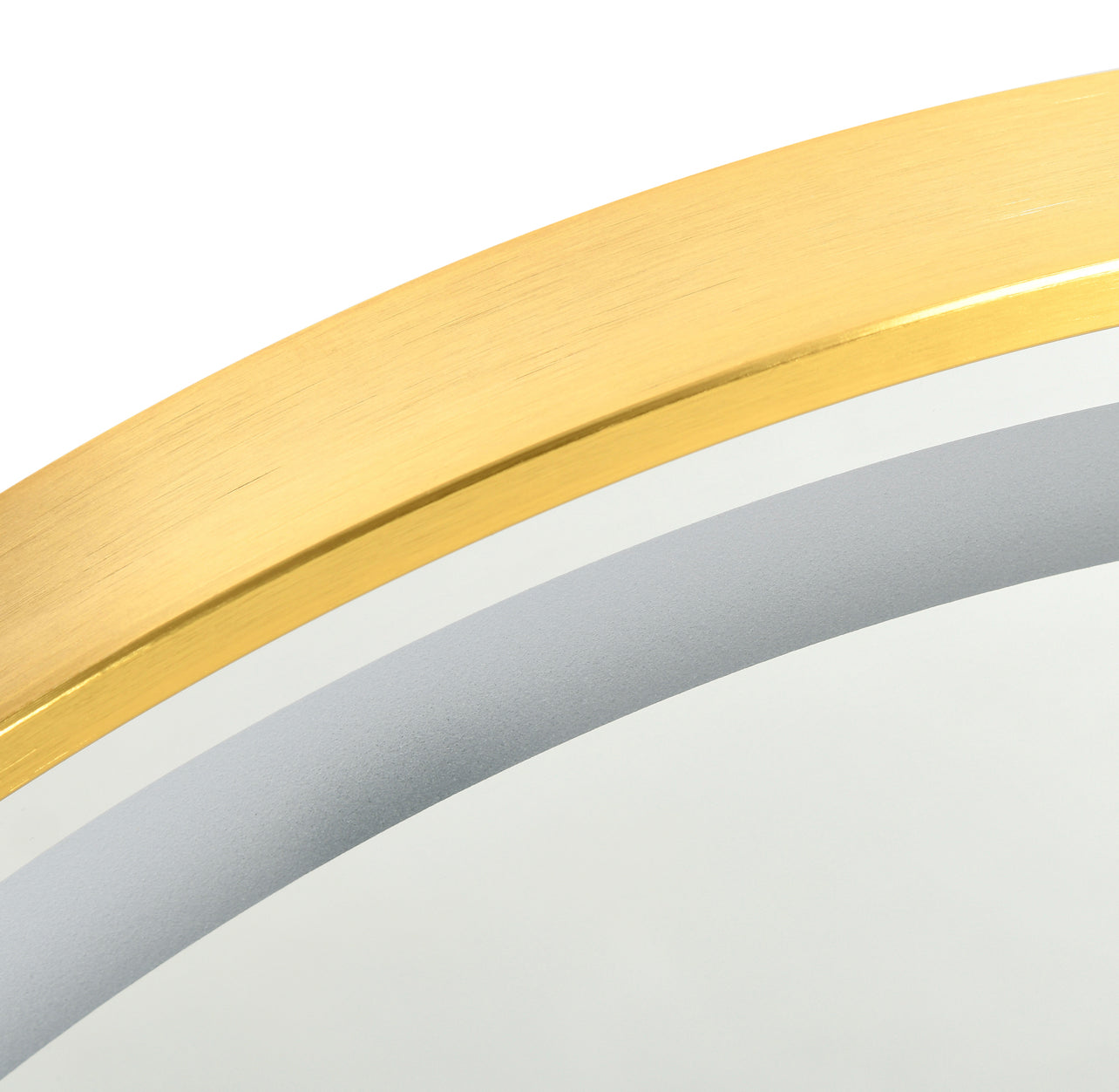 Gold round LED dimmable wall Mount Mirror with 3 Colours, Time Display, Memory Function, Hardwired