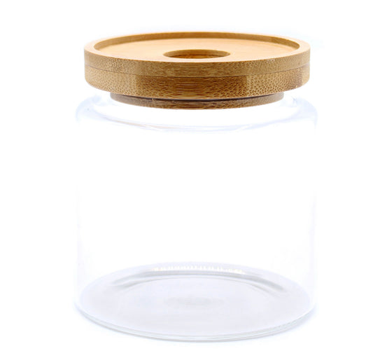 Cottage Bamboo Glass Jar - 10cm