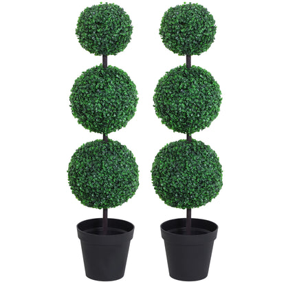 Set of 2 Artificial Boxwood Ball Topiary Trees