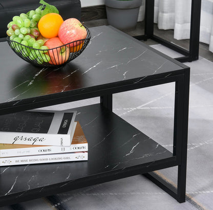 Two-Tier Laminate Marble Print Table Top Coffee Table