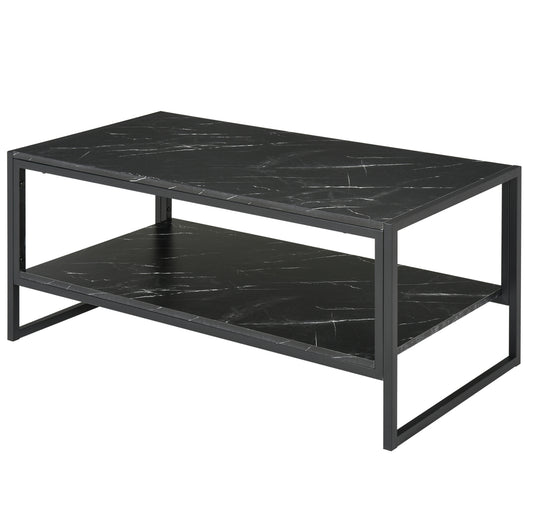 Two-Tier Laminate Marble Print Table Top Coffee Table