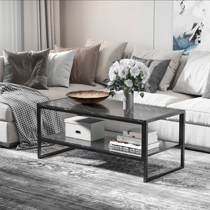 Two-Tier Laminate Marble Print Table Top Coffee Table