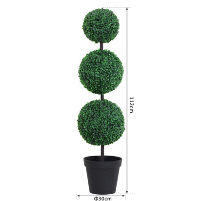 Set of 2 Artificial Boxwood Ball Topiary Trees