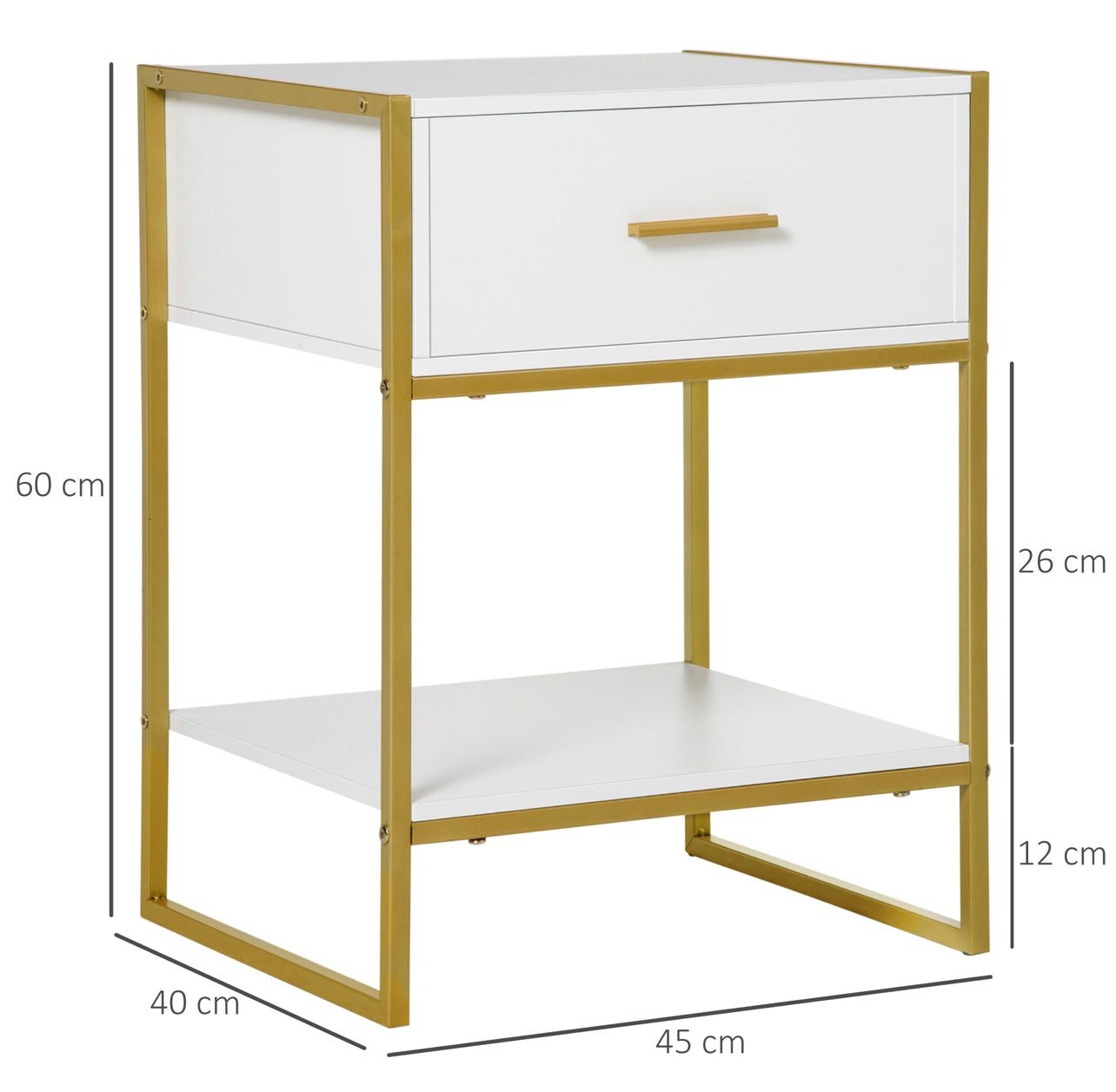 White & Gold Bed side table