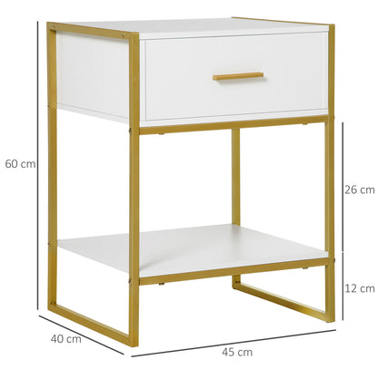 White & Gold Bed side table