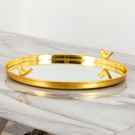 Gold Mirror Bird Tray