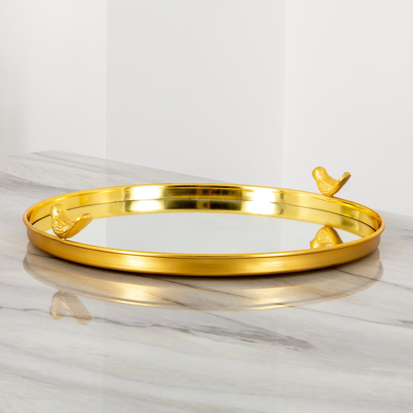 Gold Mirror Bird Tray