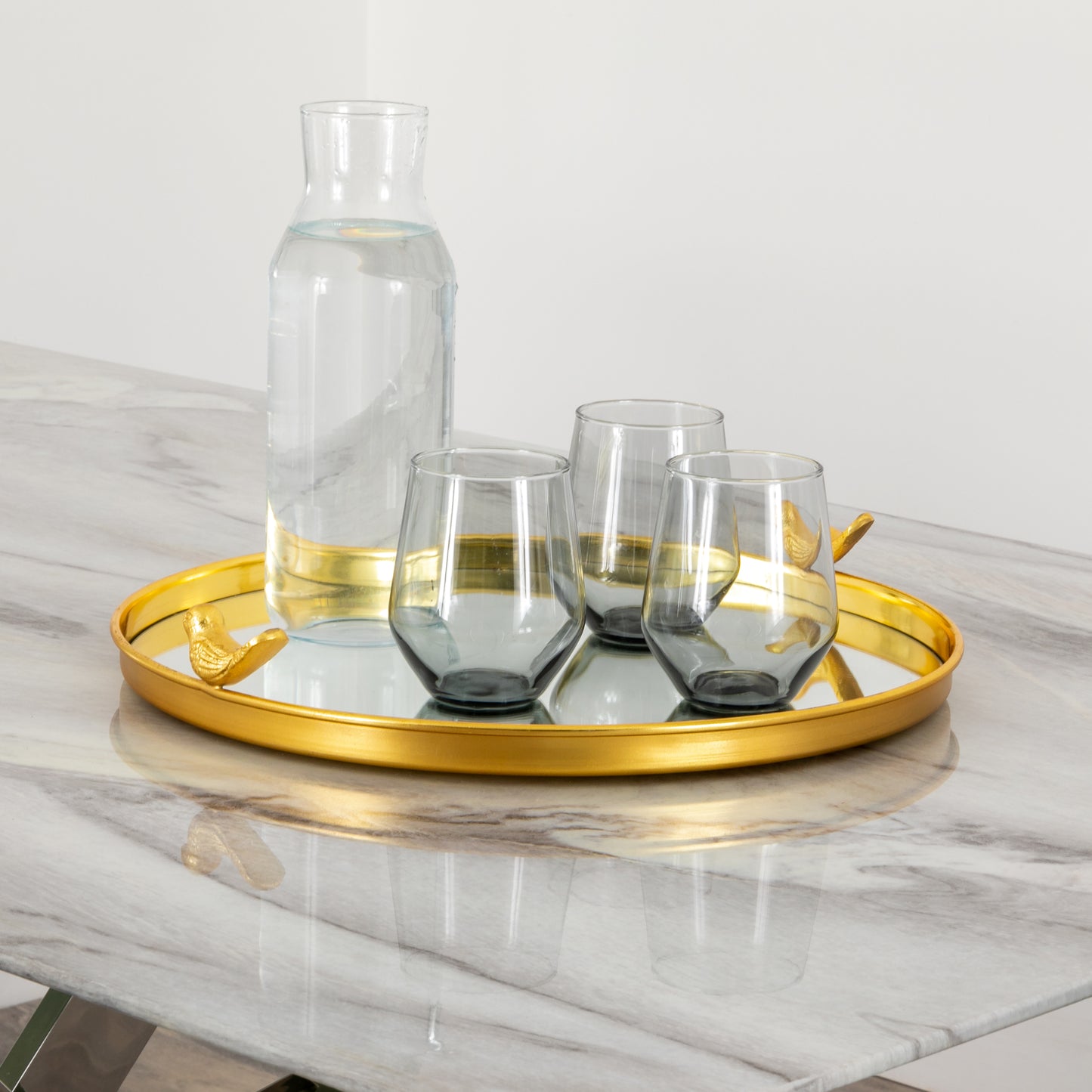 Gold Mirror Bird Tray